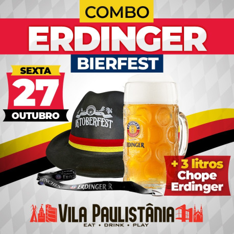 Combo ERDINGER BIERFEST 3L Chope Erdinger Oktoberfest 1 Caneca 1 Chapéu 1 Tirante